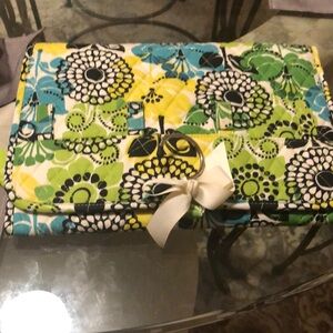 Vera Bradley Floral Cosmetic Bag - Green, Yellow, Black